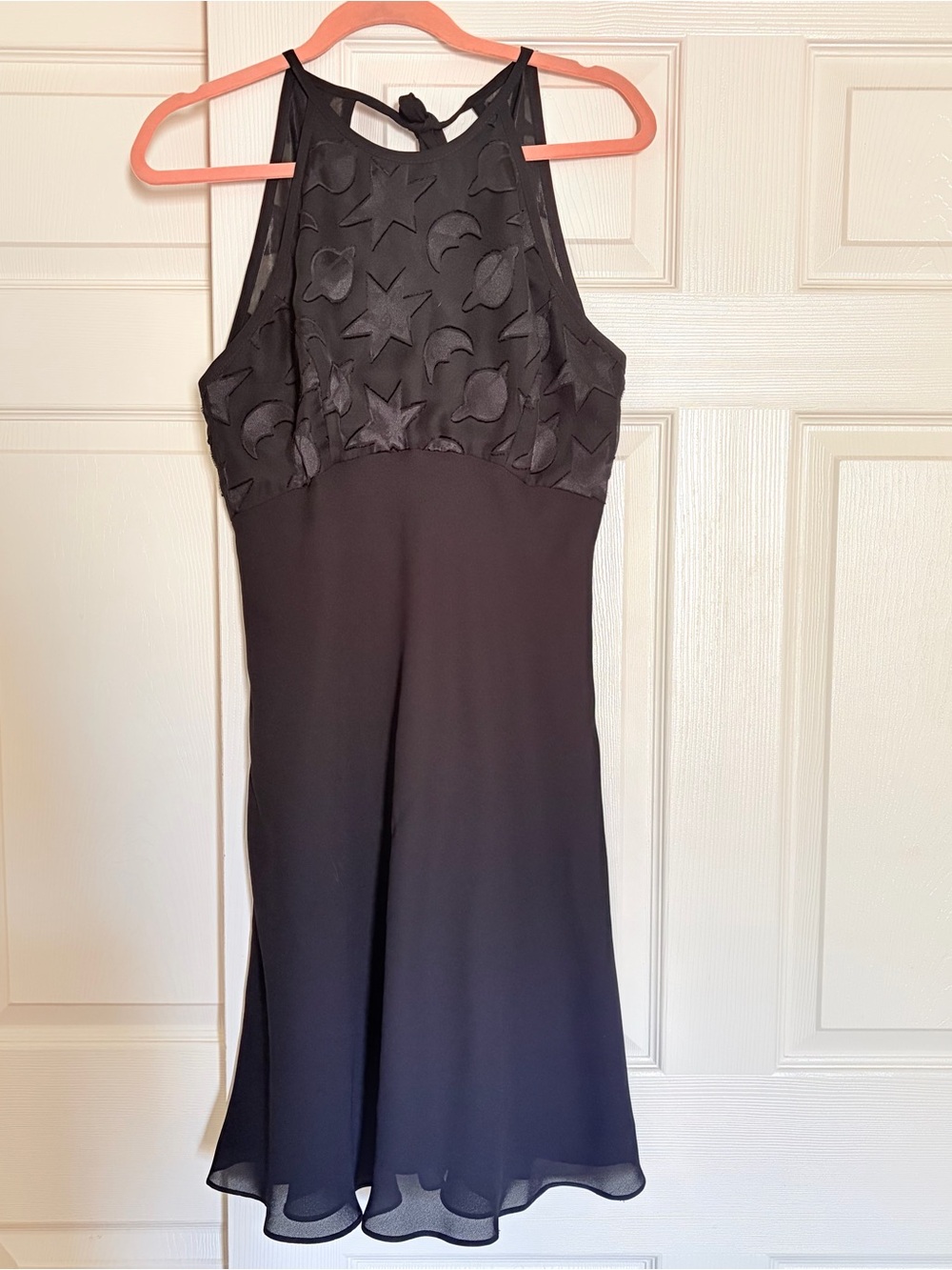 Jessica Howard Y2K Black Midi Dress with Celestial Appliqué